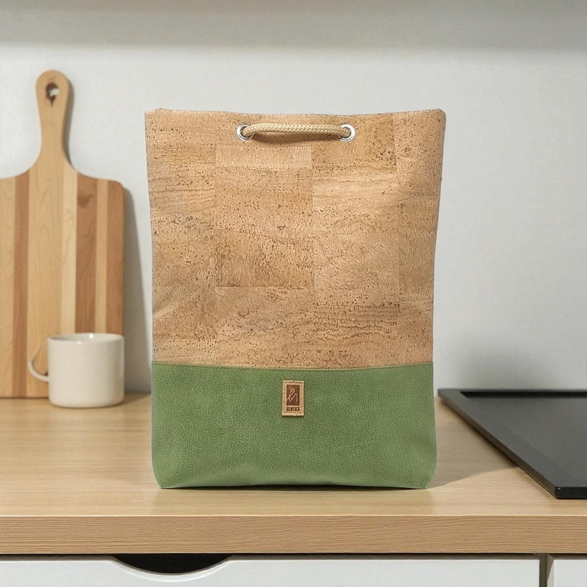 LERKE | 2-in-1 Tasche und Rucksack | kork/grün