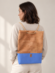 LERKE | 2-in-1 Tasche und Rucksack | kork/blau)